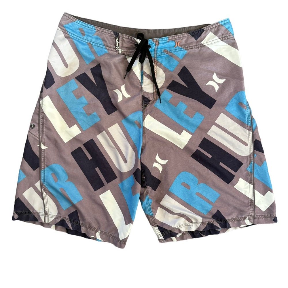 Hurley Blue and Gray Logo Board Shorts Men’s Size 36”